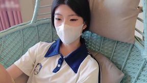 Barefoot College Student Girlfriend, Feet Suspended with Ropes, Hands Handcuffed