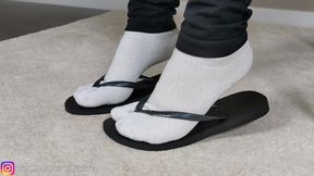Socks and Flip Flops Tease (No Barefeet)