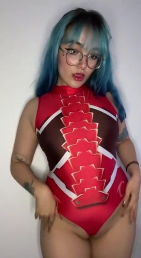 Red and black swimsuit