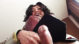 Busty wonder shemale with a big dick anal fucks a guy