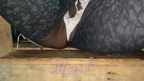 bibi pees at a beach rooftop ( public pee)
