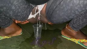 bibi pees at a beach rooftop ( public pee)