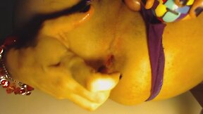 Bondage Chastity Goth Brandynette inserting Rainbow Ball