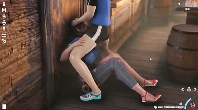 Passionate sex in a bar with Jill Vanlentin choked by jeans