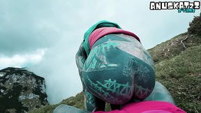 Outdoor MOUNTAINSIDE passionate fuck and FACIAL cumshot