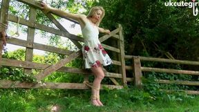 Damsel Tied to Gate: Crucifix Bondage & Ballgagged - AVI