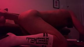 hairy ass fucked deep with large toy on fuckmachine