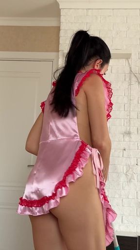 POV: Big Tits Maid Cleans Your Room