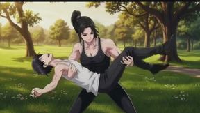 Clara's Insane Power - She Lifts & Holds Him Across Her Knees in the Park | Strong Girl Domination