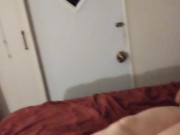 Sexy Latin Thug humps cute girl's ass then she stokes his cock while she fucks the air