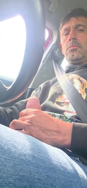 Straight guy gets horny and jerks off while driving, he almost got caught   Clip 1