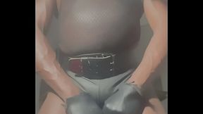Tight Leather Shorts Vibrating Toy Stimulation &amp_ Titpump Flex Show