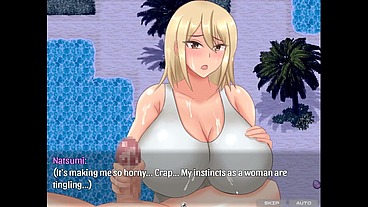 The Castaway Married Gal's Netorare Story [ NTR hentai game PornPlay] Ep.2 the married MILF asked a breast massage on the beach with her ex boyfriend