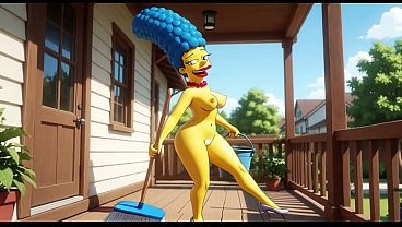 Marge Simpson Doing Peaceful Nude House Chores Cooking Cleaning and Bathing in Sunny Home