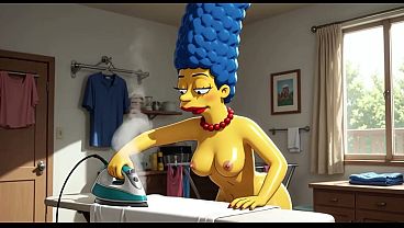 Curvy Cartoon Woman Does Nude House Chores Cooking Cleaning And Bathing In Sunny Home (AI generated)
