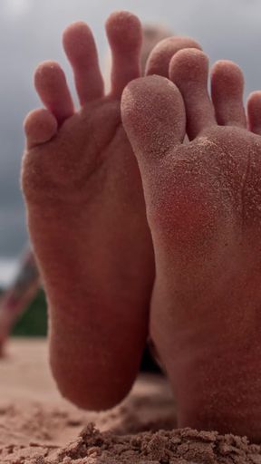 Worship My Feet on Public Beach and Get My Permission to Cum