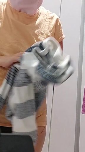Spectacular moment from &quot;Sexy brunette tries on clothes in fitting room. I&#039;m looking at a hairy mom, hairy pussy, big tits,&quot;