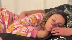 Stepmom lay in her stepson's lap and got a surprise.