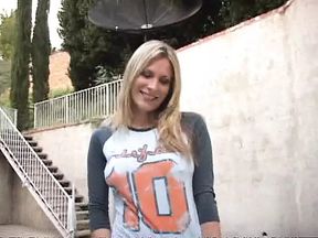 Amazing babe strokes big cock and gets a facial