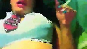 Schoolgurl whore smoking and fucking