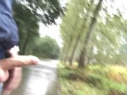 Stopped my car, and shoot my cum on the street