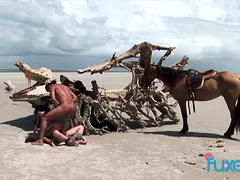 Brazilian beach threesome