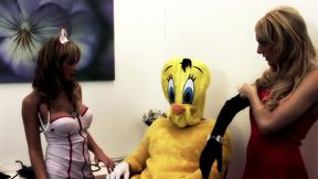 paige ashley and stacey saran get kinky in costume role play scene