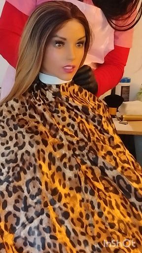 Emma the barberette vinyl shampoo cape show