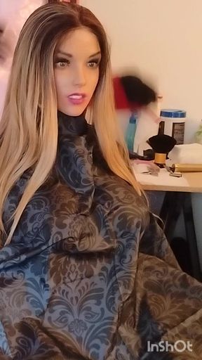 Emma the barberette vinyl shampoo cape show