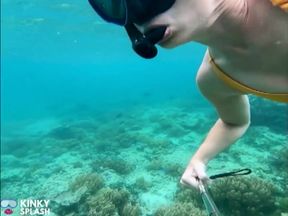 Snorkel Slut: Tight Bikini, Dive Mask &amp; Underwater Fin Tease