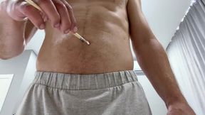 I'm cleaning my hairy belly button with a brush
