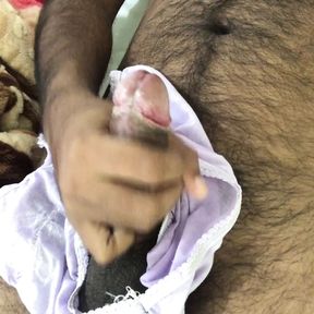 Big black cock daddy masturbation with panty