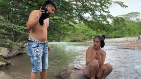 Horny Latino watches shy sexy girl naked in the river and ends with a rich and hard fuck OUTDOORS- 18 YEARS OLD- AMATEUR- LATINA.