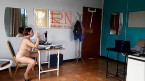 Nudist secretary. Nude employee in the office. Nude secretary is not shy about her boss. Nude office. Tits, nipples, ass, pussy FULL 194