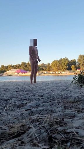Dude Pissing, Jerking and Cumming at Nude Beach