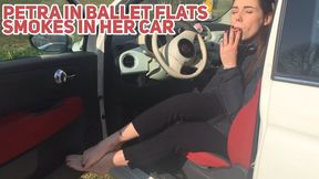 Petra in ballet flats smokes in her car -HD