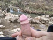 Uncut Big Fat Cock Hiker Unloads His Thick Cumshot in Public Exotic Place