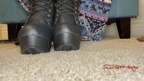 Footdom treat - POV, foot worship, boot worhsip, goddess worship, slave, human furniture - Scarlett Kage MP4