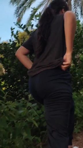 Stunning moment from &quot;A cute slim Latina girl walks outdoors and flashes her big boobs and ass&quot;