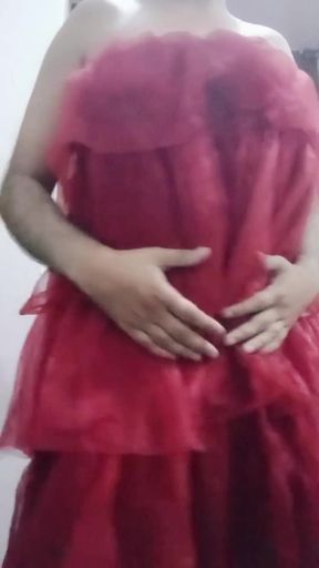 Indian Gay Crossdresser Gaurisissy real xxx homemade sex in Red lehenga