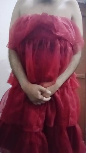 Indian Gay Crossdresser Gaurisissy real xxx homemade sex in Red lehenga