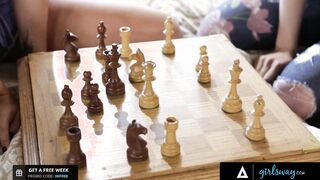 GIRLSWAY Naturally Stacked Lana Rhoades And August Ames Rides Each Other's Face During Chess Game