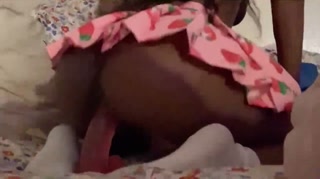 Tiny black teen stuffs tight hole