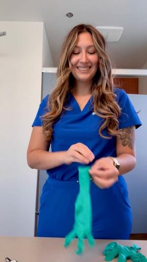 Shhhh I just love to be naughty at work hehe🧤🦷🩵💋 Watch me get wet for you baby and finger my ass! 50% for subscribers