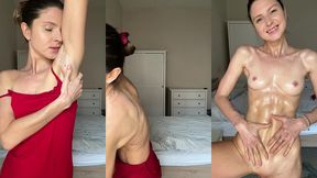 solo oily abs flexing
