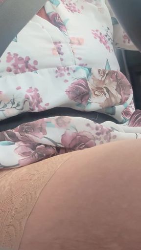 Hot elegant mature wife shows off her sexy legs in stockings as she drives to the office   Clip 2