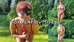 Playing in the Garden with a Vibrator and getting caught