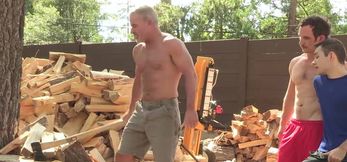 Lumberjack stepfather bangs a family friend in heated