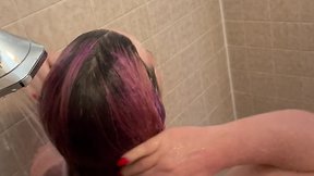 Trans person showering for onlyfans cam