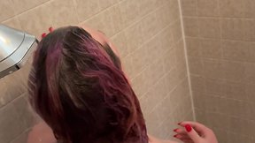 Trans person showering for onlyfans cam